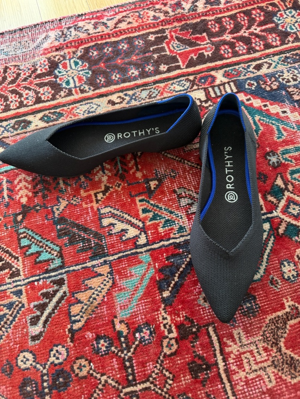 Rothy's Pointed-Toe Black Knit Flats new, size 9.5
